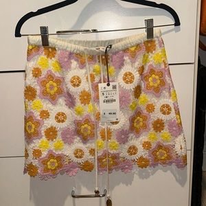 ZARA crochet mini skirt size small